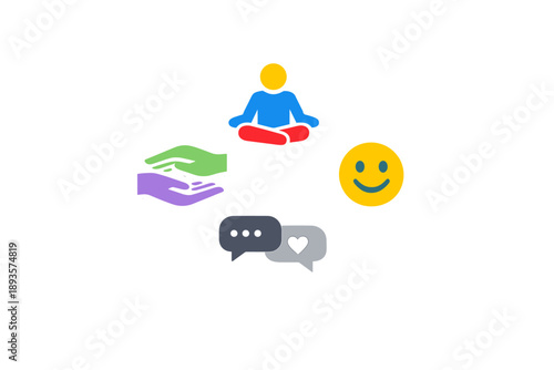 Focus on mindfulness and community engagement through conversation and support while connecting with others online or offline