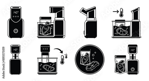 Instructional diagram showing how to use a portable ice maker machine