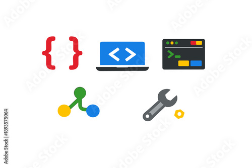 Icons representing programming, coding, and software development tools often used by developers in tech projects and digital solutions