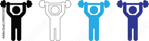 Illustrations of People Lifting Weights in Various Colors