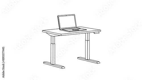Standing Desk Adjustable Ergonomic Workplace Single Line Art Icon