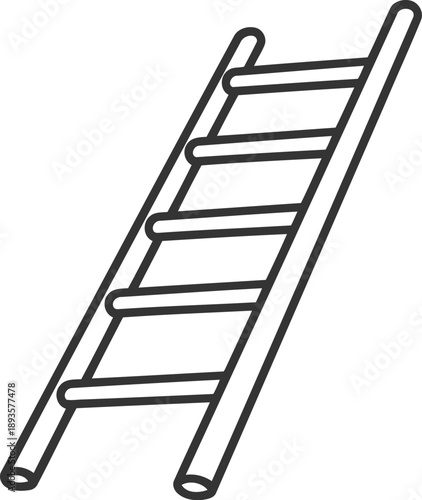 Vector  illustration of Linear ladder icon representing career growth, climbing and success, isolated on transparent background