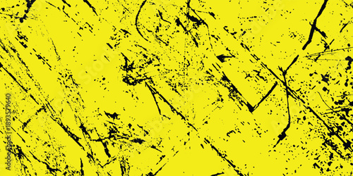 Abstract Yellow Grunge Texture with Black Industrial Scratches