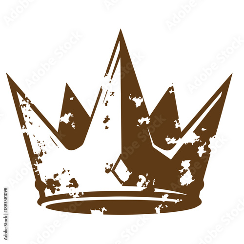 Vintage Grunge texture Grungy crown icon in brown color on white background for royalty and nobility concepts  symbol of power and luxury