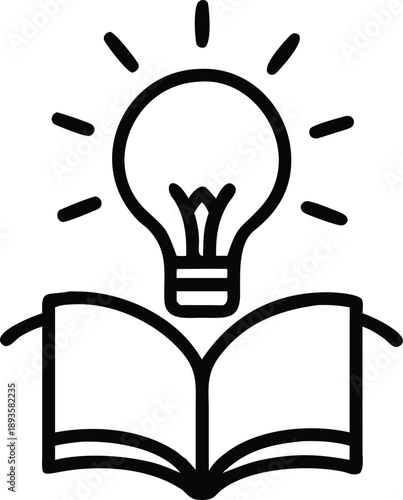 Open Book with Radiant Bulb of Knowledge
