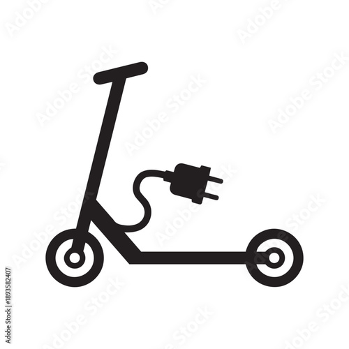 Electric scooter with power plug vector illustration icon symbol

