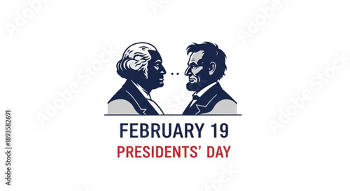 Presidents Day illustration featuring George Washington and Abraham Lincoln celebrating American history and national holidays vector graphic for February 19th