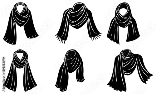 Collection of scarves draped elegantly in various styles and folds