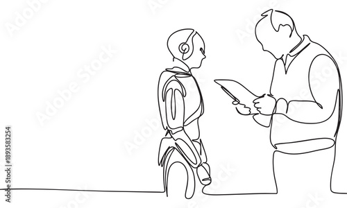 Human and Robot Interaction in Continuous Line Art