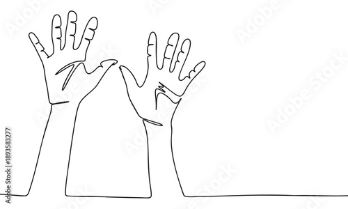 Wallpaper Mural Continuous Line Drawing of Two Raised Hands Torontodigital.ca
