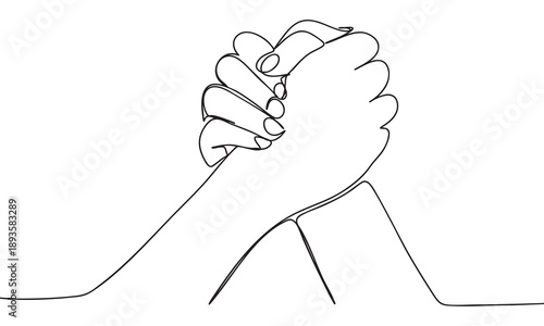 Continuous Line Drawing of Two Hands in Solidarity