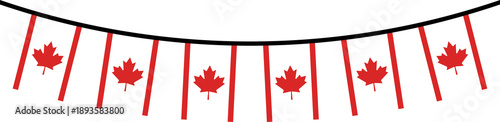Fotografie Seamless Canada Flag Party Bunting Border Background – Flat Design Illustration