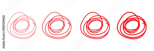 Abstract Scribble Circle Doodle  clew icon. Collection of hand drawn abstract circular scribbles in  lines, expressing chaos, creativity, movement, and artistic sketch concepts on white backgroud.
