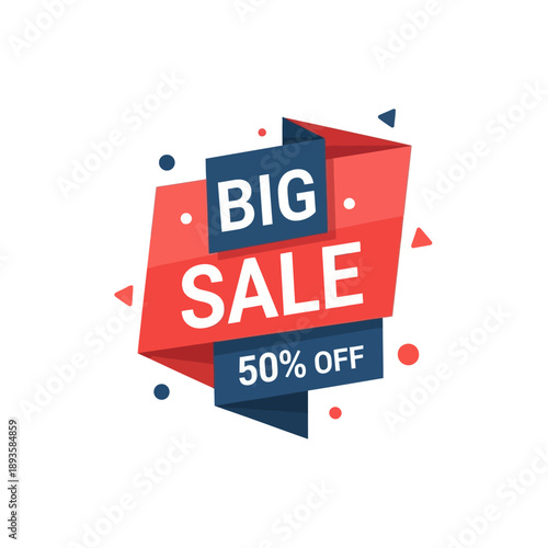 Vibrant Big Sale Banner with 50 Percent Off Discount Illustration