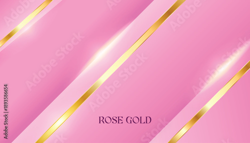 Elegant abstract pink and golden background featuring shimmering diagonal lines, creating a luxurious and modern graphic design template ideal for presentations, invitations, and stylish branding