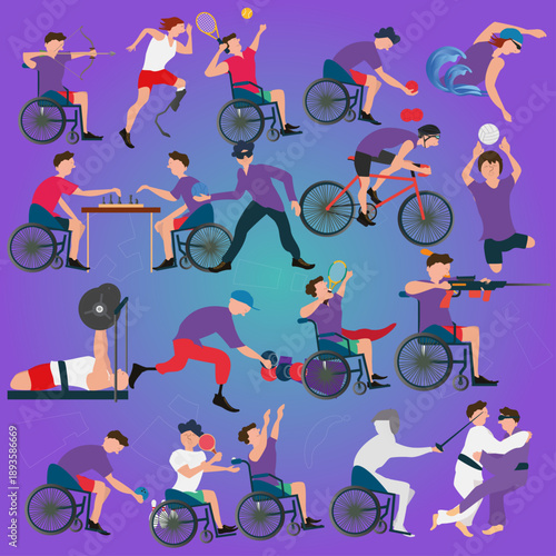 Graphic Of Disabled Athletes Player Sport Symbol/Icon Competition Flat Vector Illustration  . Logo Emblem vector For Banner Flyer Brochure. Para sport celebration game party 3rd on Asia.
