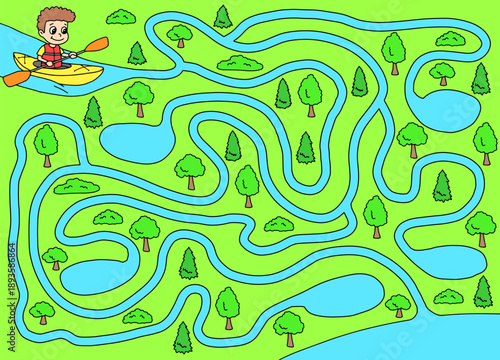 Kayak maze graphic color sketch illustration vector