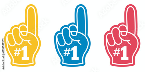 Foam finger vector illustration, foam hand number one gesture, team spirit symbol, cheering fans, sports event, stadium excitement, celebration design
