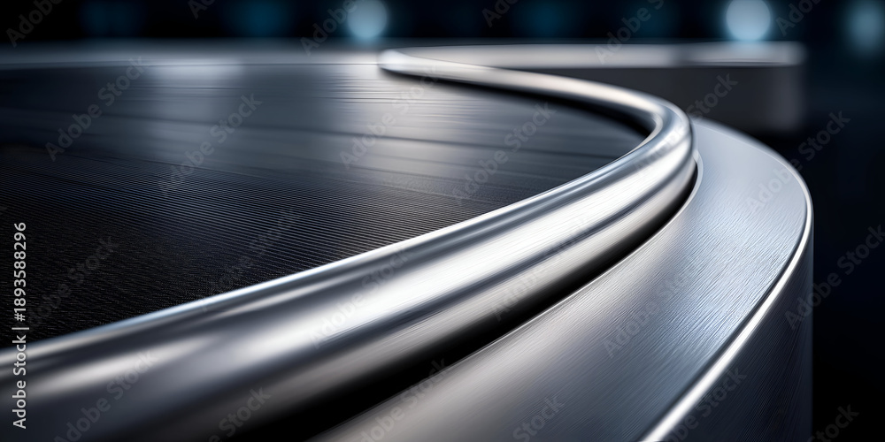 Obraz premium A close-up view of a metallic surface with smooth, curved lines showcasing modern design and precision engineering.