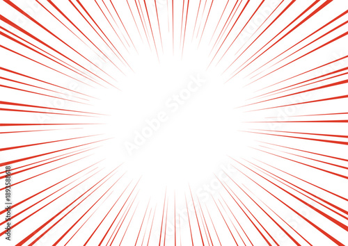 赤色の集中線 情熱的なインパクトと強調の漫画風背景ベクター