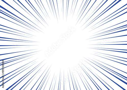 青色の集中線 漫画風スピード感あふれる背景素材 放射状ベクター