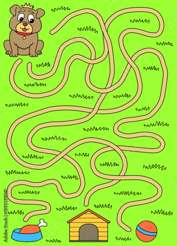 Dog maze graphic color sketch vertical illustration vector 