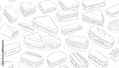 Sandwich themed presentation background illustration, large empty space