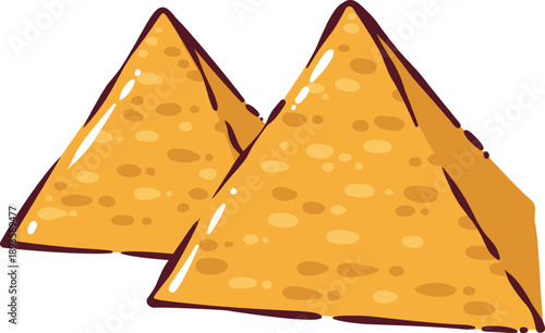 Egyptian pyramids icon with stylized stone texture, ancient desert architecture symbol inspired by Egypt history and pharaoh culture. Egyptian pyramid element, cartoon vector illustration