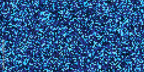 Blue digital static noise texture with shimmering pixels creating a retro background Vector