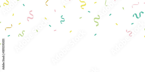 The background is adorned with brightly colored confetti, perfect for celebrations. Beautiful festive decoration vector illustration.