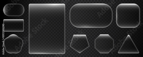 Transparent liquid glass frames create smooth reflections with subtle shadows. Modern abstract shapes enhance depth. Perfect for UI, banners, and digital design.