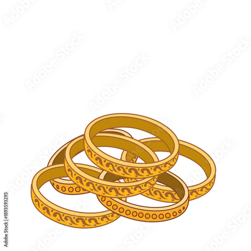 Traditional Indian Bangle Bracelet for Women Cultural Jewelry Accessory Isolated on White Background