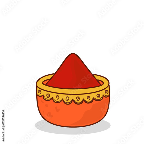 Indian Red Chili Powder in Bowl Traditional Spicy Masala Ingredient Isolated on White Background