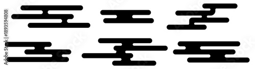 Japanese cloud ornaments in oriental style. Traditional Asian design elements with flowing lines. Perfect for decorative backgrounds, graphic projects, and cultural illustrations. Vector illustration.