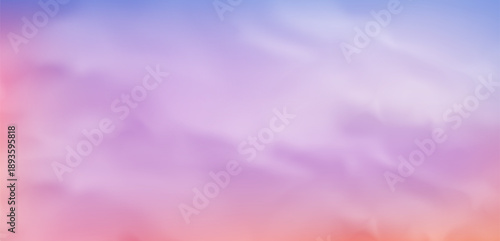Realistic pink sunset background with fluffy clouds and golden light creates a warm, dreamy atmosphere, perfect for romantic backgrounds and seasonal designs. Vector illustration.