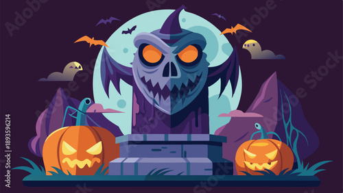 halloween background with pumpkin and bats