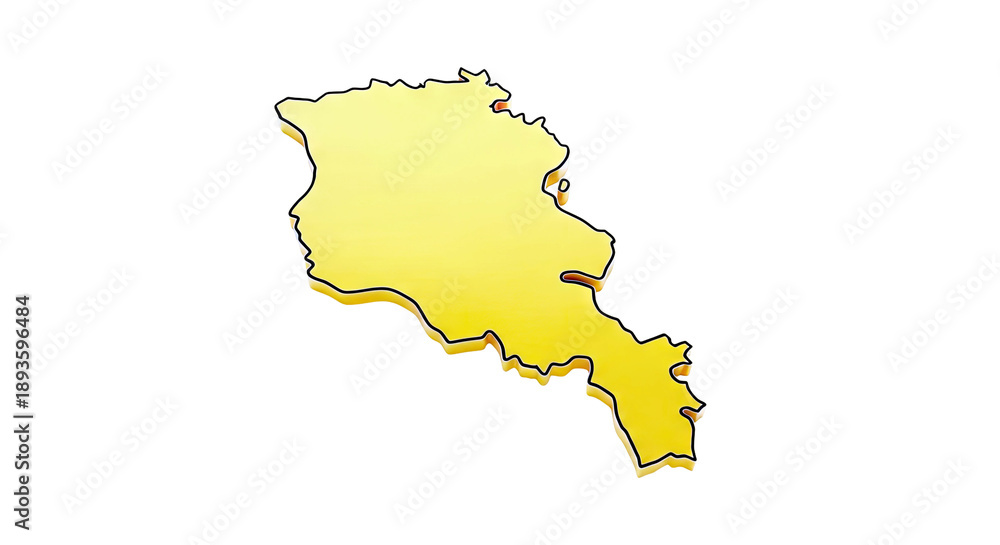 Obraz premium Yellow map outline of Armenia on a white background