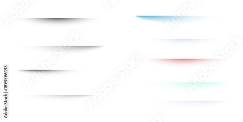 Realistic drop floor shadow and paper box frame design with oval brush border and gradient divider lines. Isolated square object packaging template with black shadow and soft paper texture effect. Mod