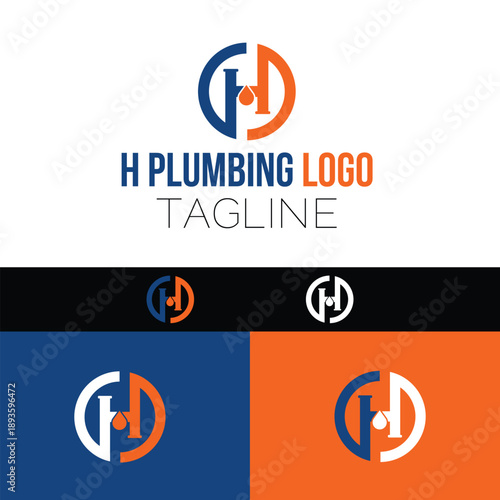 Letter h with plumbing logo template illustration