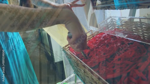 Animation of data processing over digital human graduation christmas tree