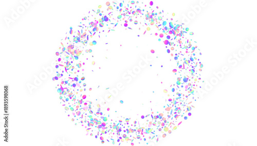 Disco Glitter. Blue Carnival Tinsel And Pink Unicorn Confetti. Abstract Birthday Background On White. Realistic Bokeh With Silver Glare And Surprise Sparkle. Purple Disco Glitter