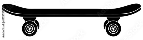 Black and white skateboard, without background.
