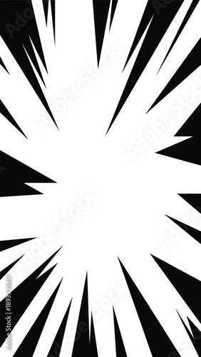 Comic book black and white radial lines background.