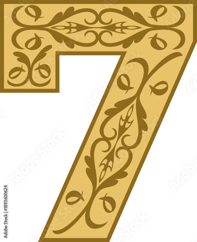 Decorative ornamental number seven 