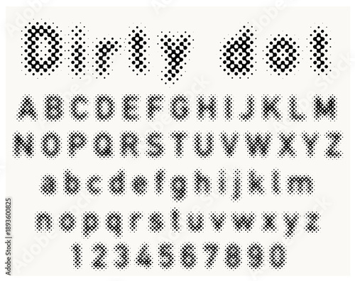 halftone font with dotted raster, vector illustration