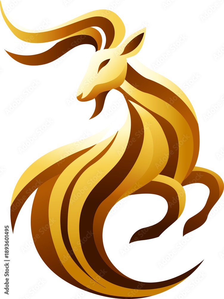 Obraz premium Golden Goat Luxury Logo Illustration