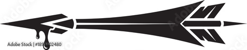 Black Sketched Arrow with Dripping from Tip sharp