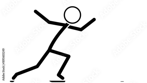 Simple stick figure illustration of a person ice skating.