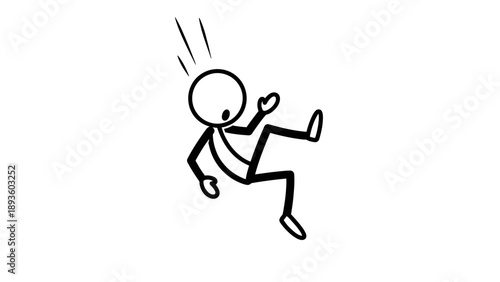 Simple stick figure illustration of a person slipping or falling.