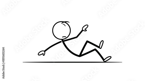 Simple stick figure slipping on the ground.